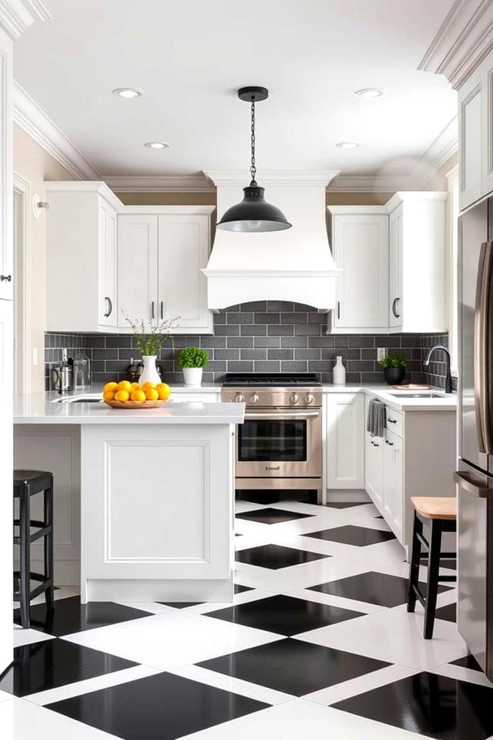 Timeless Black and White Fusion - 30 Kitchens With Checkered Floors