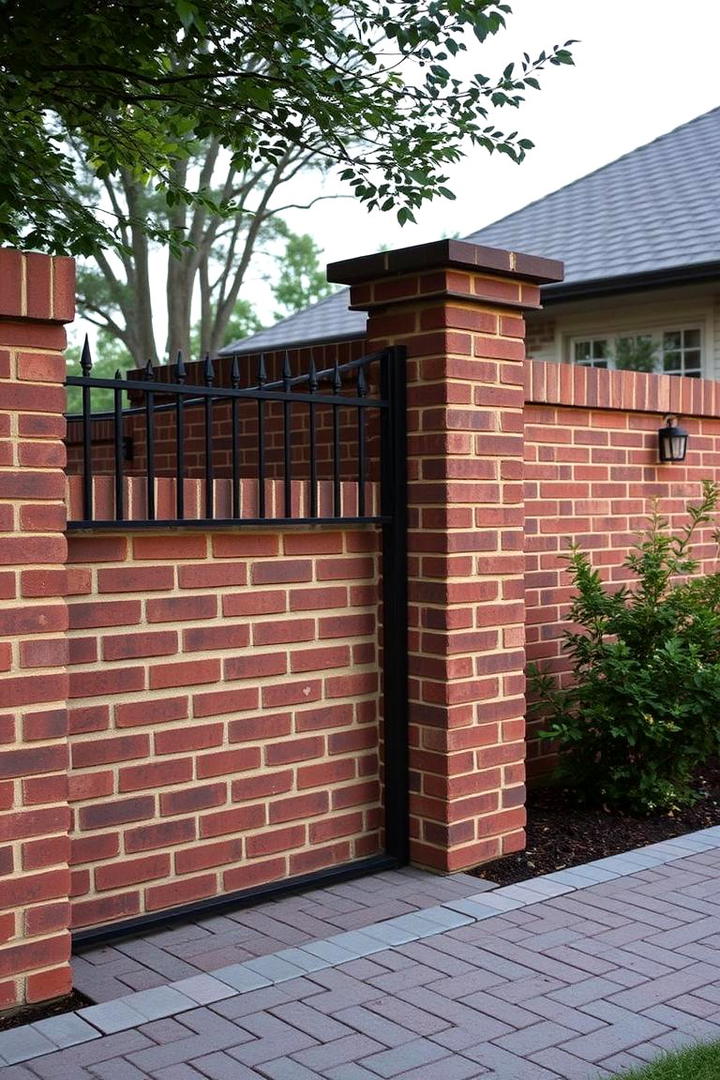 Timeless Brick Elegance - 30 Brick Fence Ideas