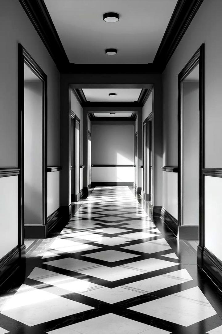 Timeless Checkerboard - 30 Black and White Hallway Ideas