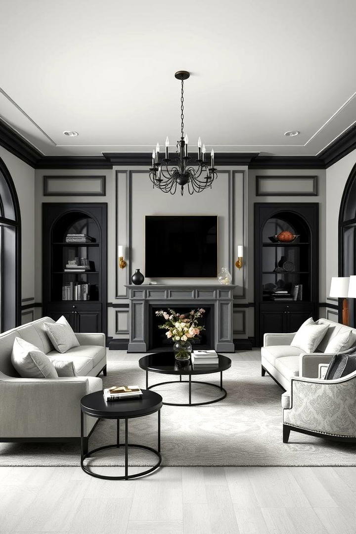 Timeless Elegance - 30 living room grey walls black trim