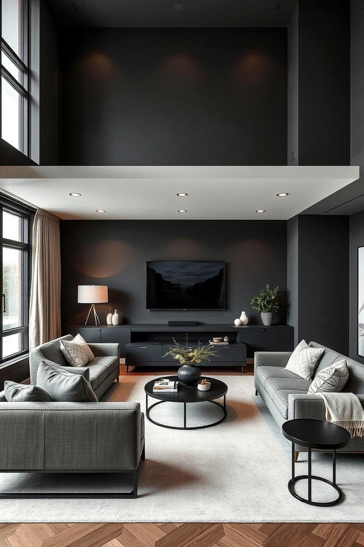 Timeless Urban Retreat - 30 Contrasting Living Rooms With Dark Grey Walls