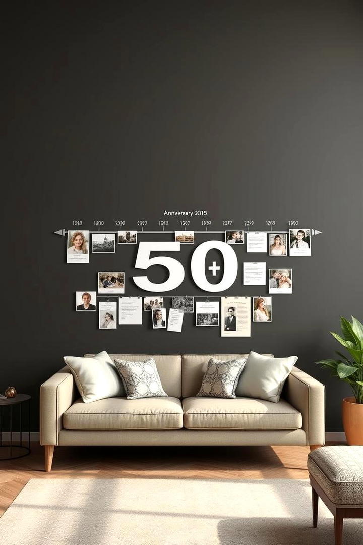 Timeline of Memories Wall - 30 50th Wedding Anniversary Ideas