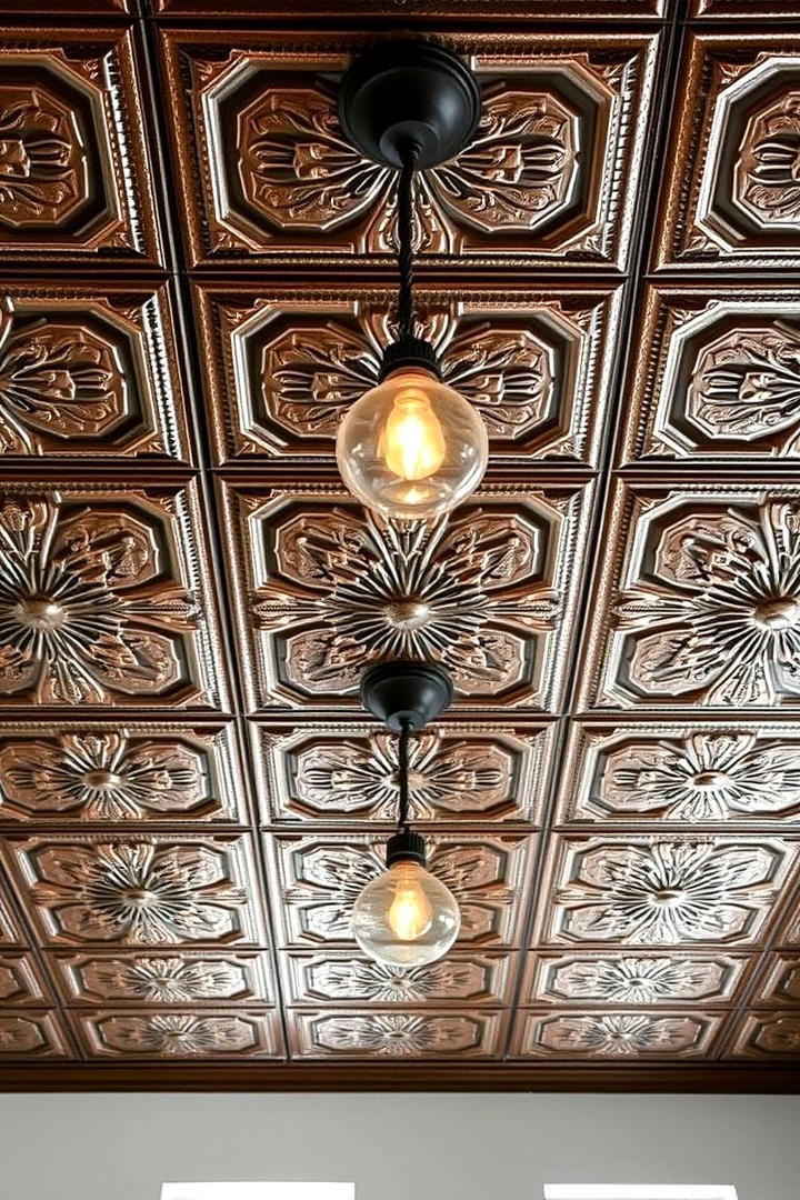 Tin Ceiling Tiles with Patina - 30 Rustic Ceiling Ideas