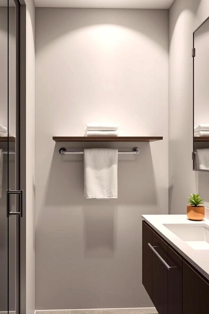 Towel Bar with Shelf Combo - 30 Towel Storage Ideas