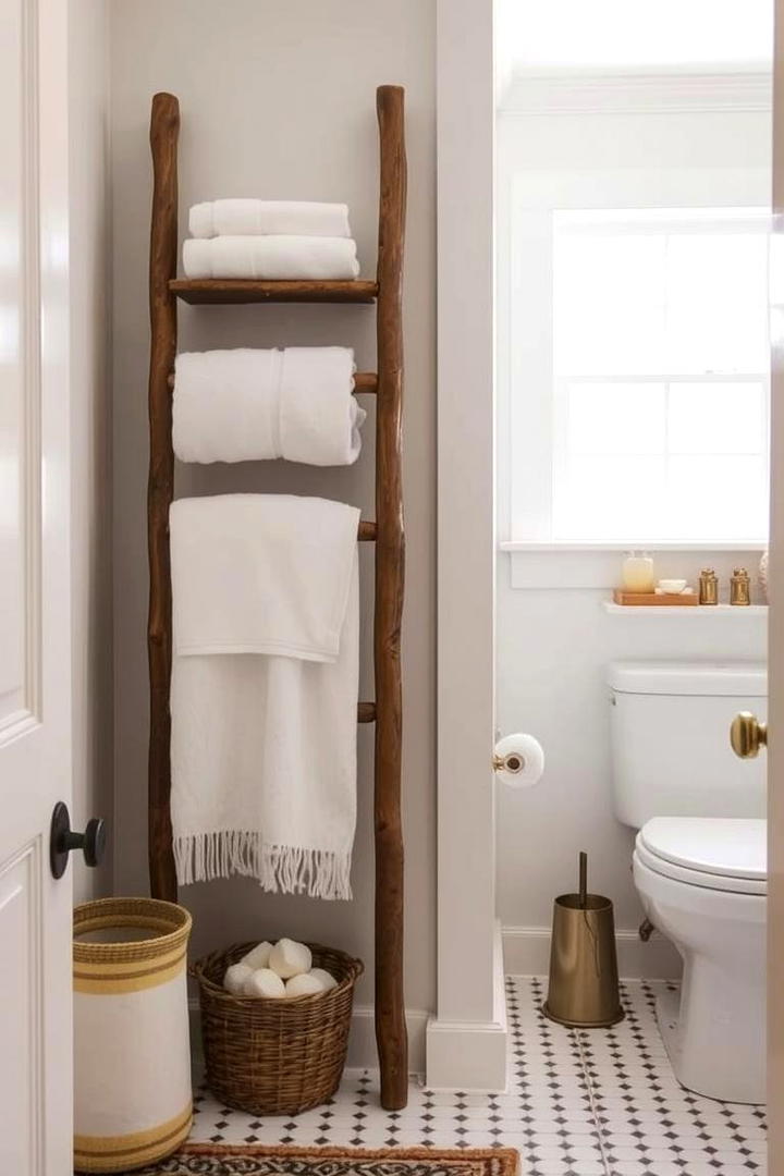 Towel Ladder - 30 Towel Storage Ideas