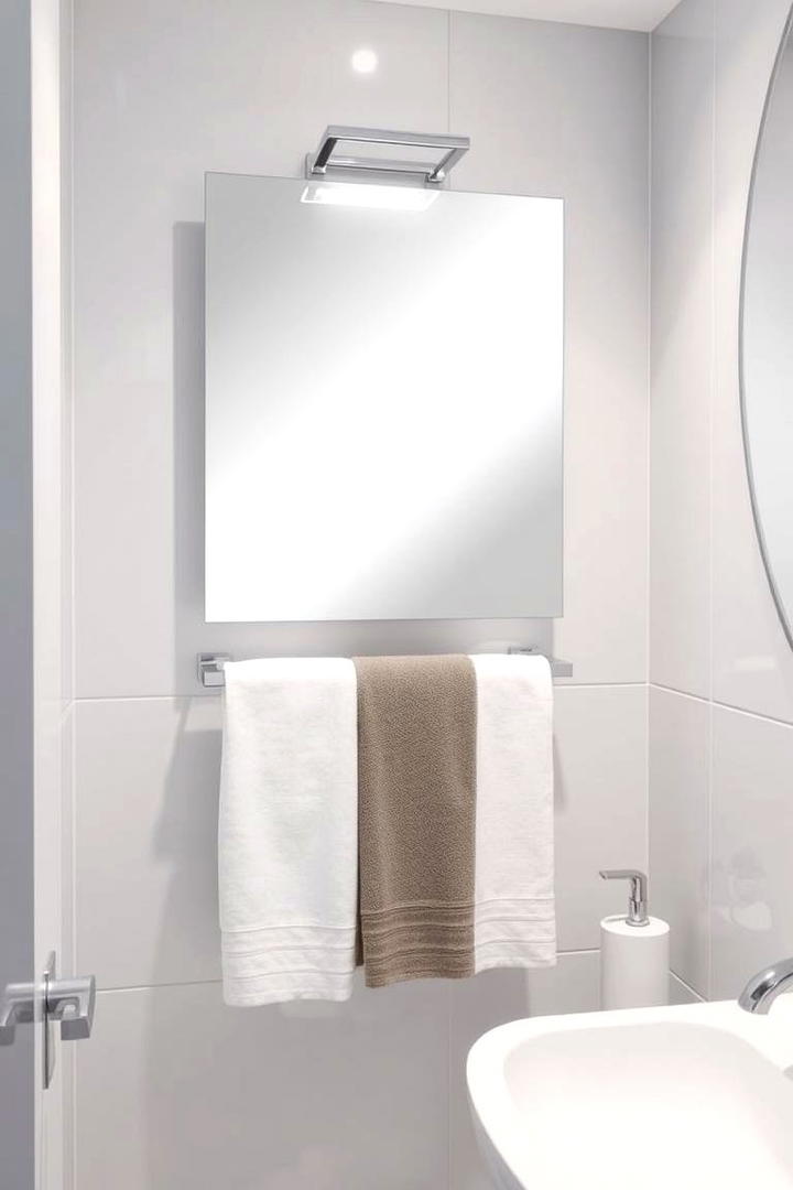 Towel Rack with Integrated Mirror - 30 Towel Storage Ideas