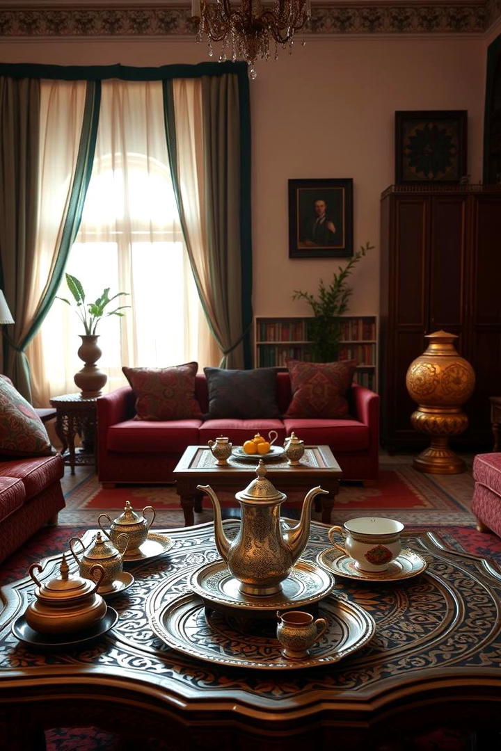 Traditional Tea Table Displays - 30 Moroccan Living Room Ideas