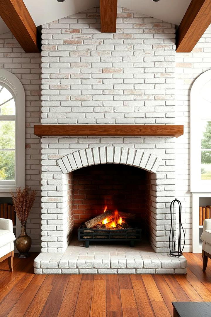 Traditional White Brick Warmth - 30 White Brick Fireplace Ideas