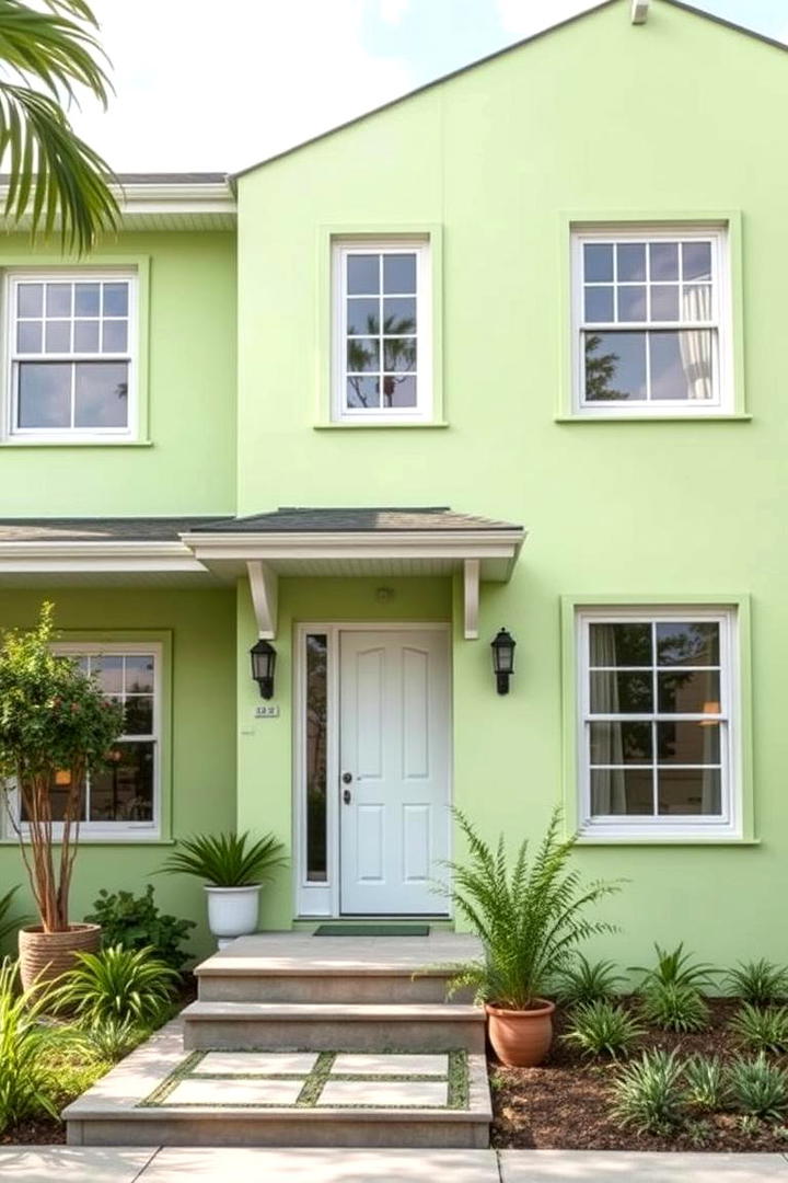 Tranquil Lime Eco Style - 30 Green Exterior House Paint Ideas