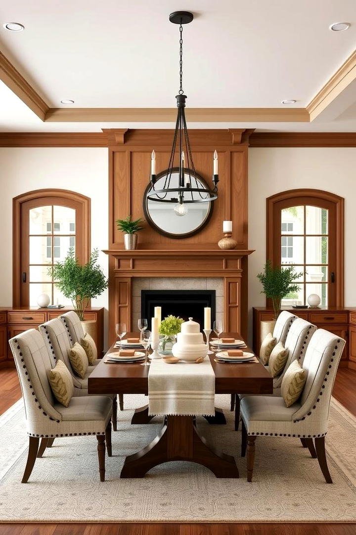 Transitional Harmony - 30 Dining Room With Fireplace