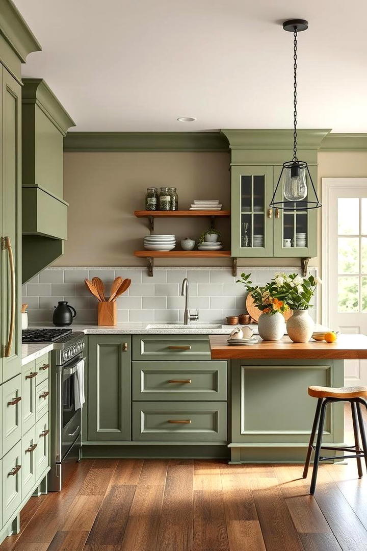 Transitional Olive Green Harmony - 30 Olive Green Kitchens