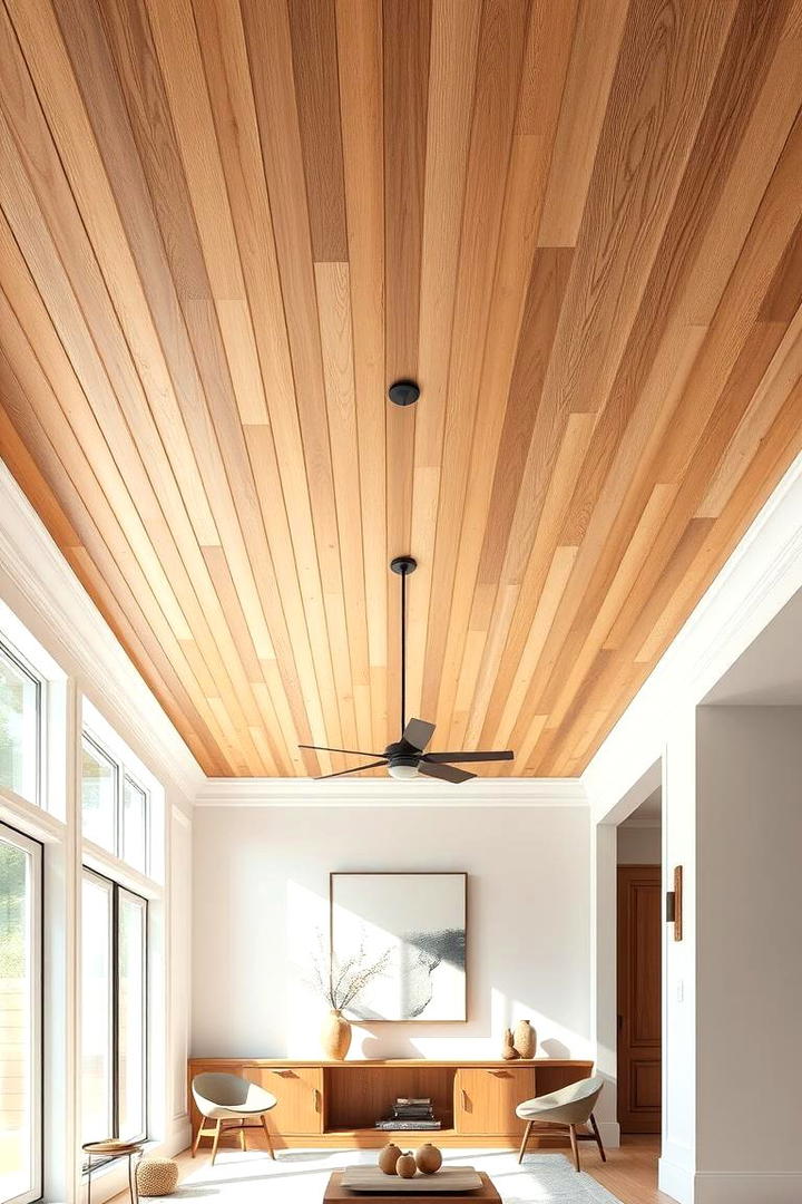 Transitional Wood Slat Ceiling Design - 30 Wood Slat Ceiling Ideas