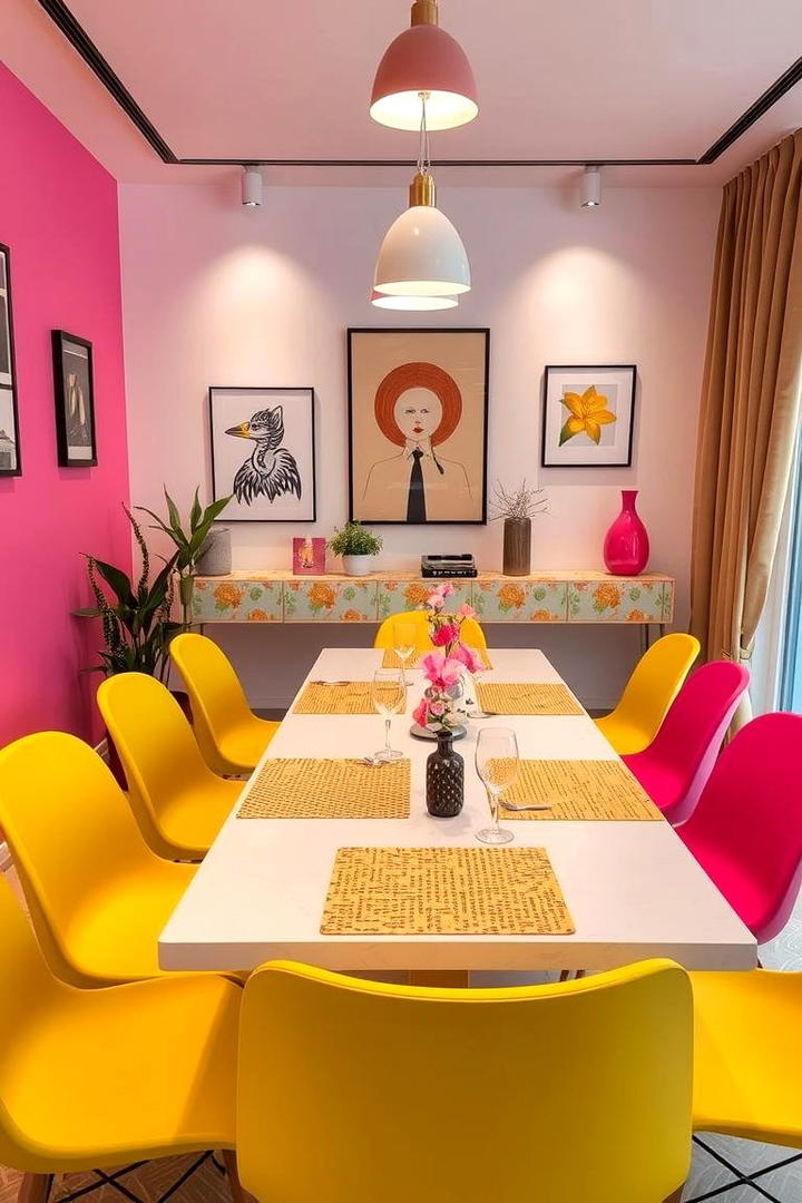 Trendy Dining Room Ideas - 30 How to Decorate With Yellow and Pink