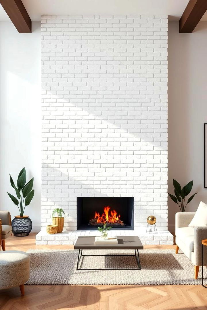 Trendy White Brick Layout - 30 White Brick Fireplace Ideas