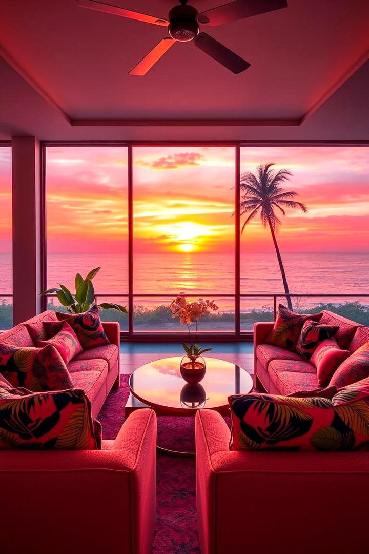 Tropical Sunset Vibes - 30 Colorful Living Room Ideas