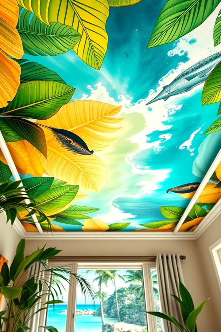 Tropical Vibe Ceiling - 30 Ceiling Paint Ideas