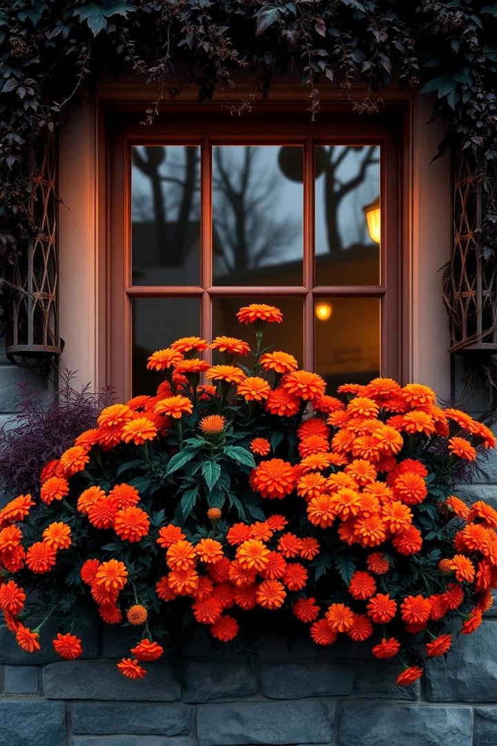 Twilight Marigold Magic - 30 Fall Window Box Ideas