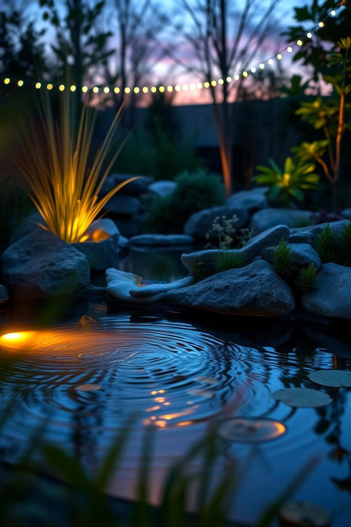 Twilight Trickling Pond - 30 Backyard Pond Ideas