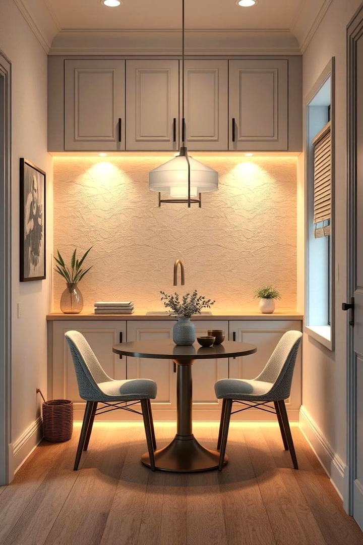 Under Cabinet Accent Glow - 30 Small Dining Room Lighting Ideas