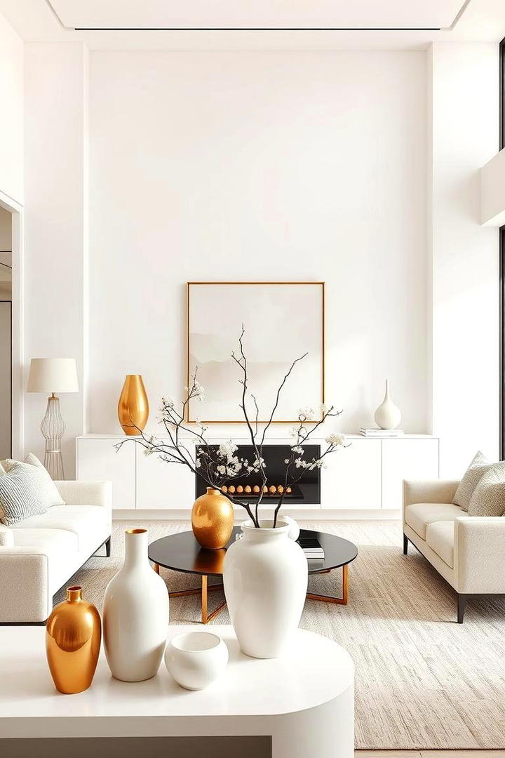 Understated Cream and Gold Vases and Sculptures - 30 Cream and Gold Living Room Ideas