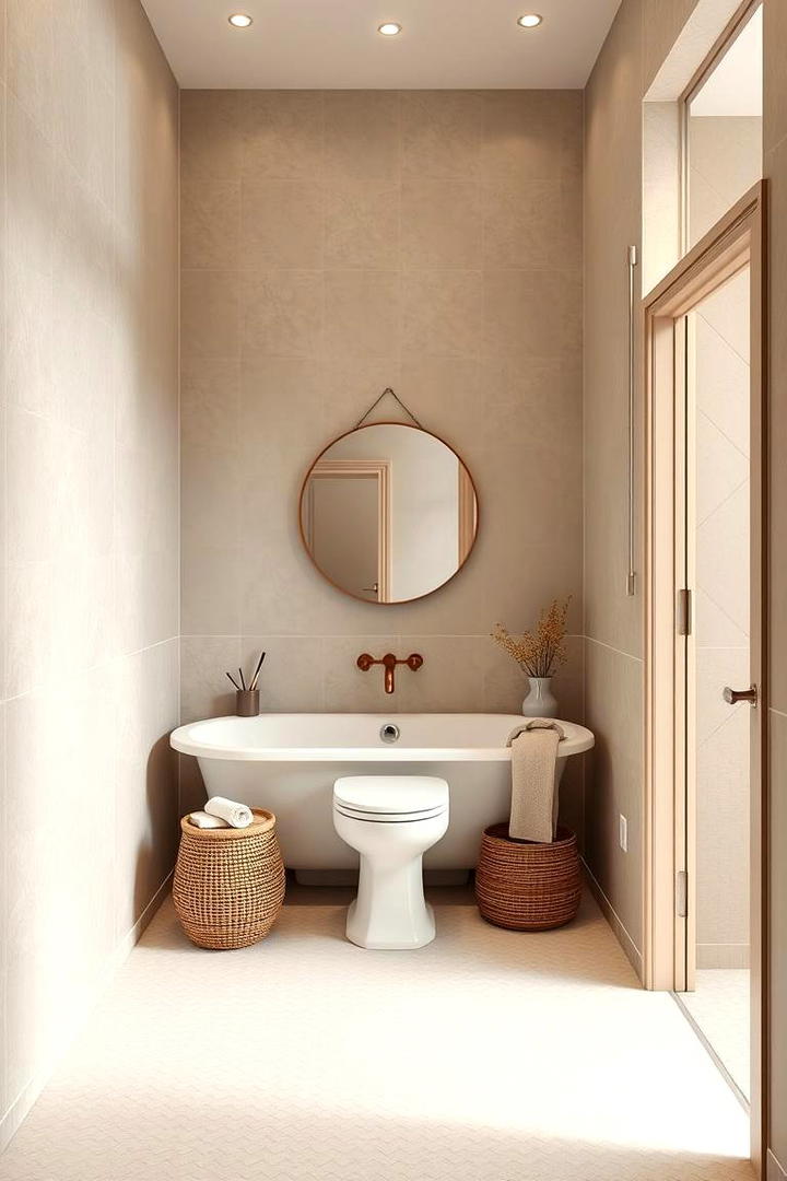 Understated Pattern Play - 30 Beige Bathroom Ideas