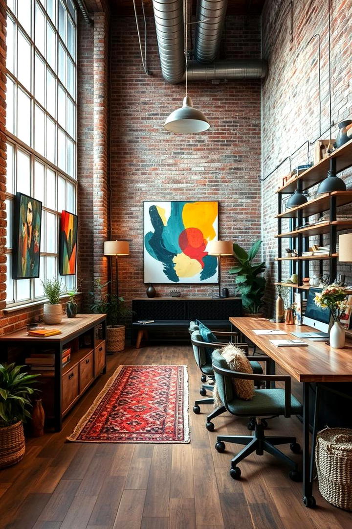 Urban Bohemian Industrial Workspace - 30 Bohemian Home Office Ideas