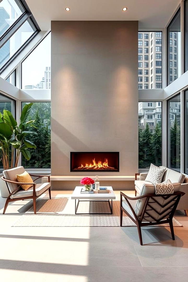 Urban Chic Sunroom with Sleek Fireplace Design - 30 Sunroom With Fireplace