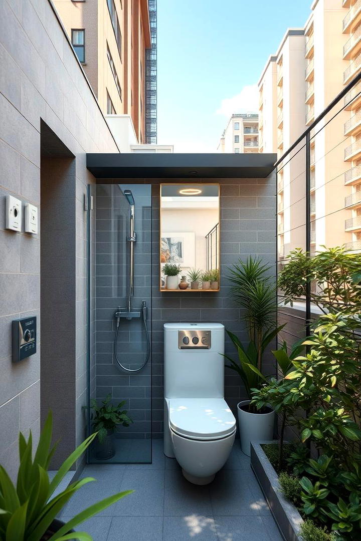 Urban Compact Comfort - 30 Outdoor Bathroom Ideas