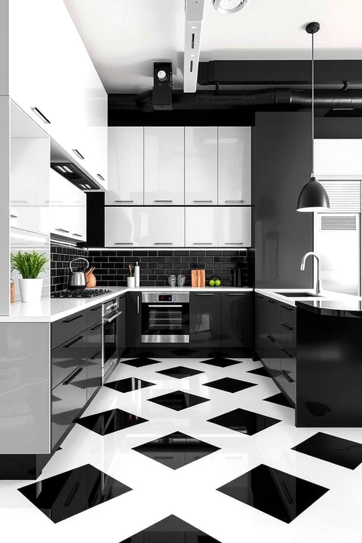 Urban Edge and Elegance - 30 Kitchens With Checkered Floors