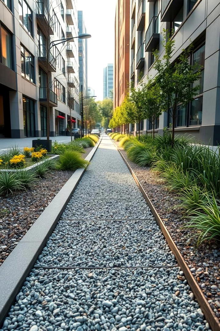 Urban Gravel Accent Path - 30 Gravel Driveway Ideas