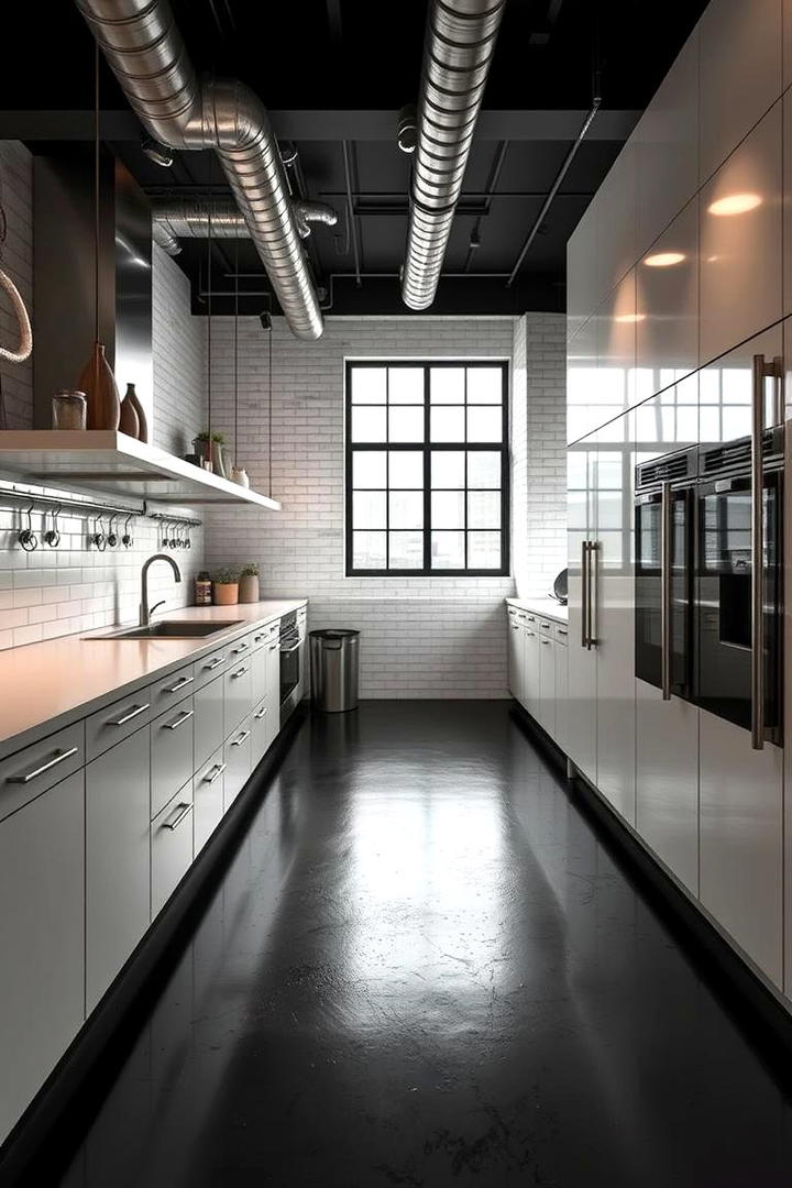 Urban Industrial Black Look - 30 Black Floor Kitchen Ideas