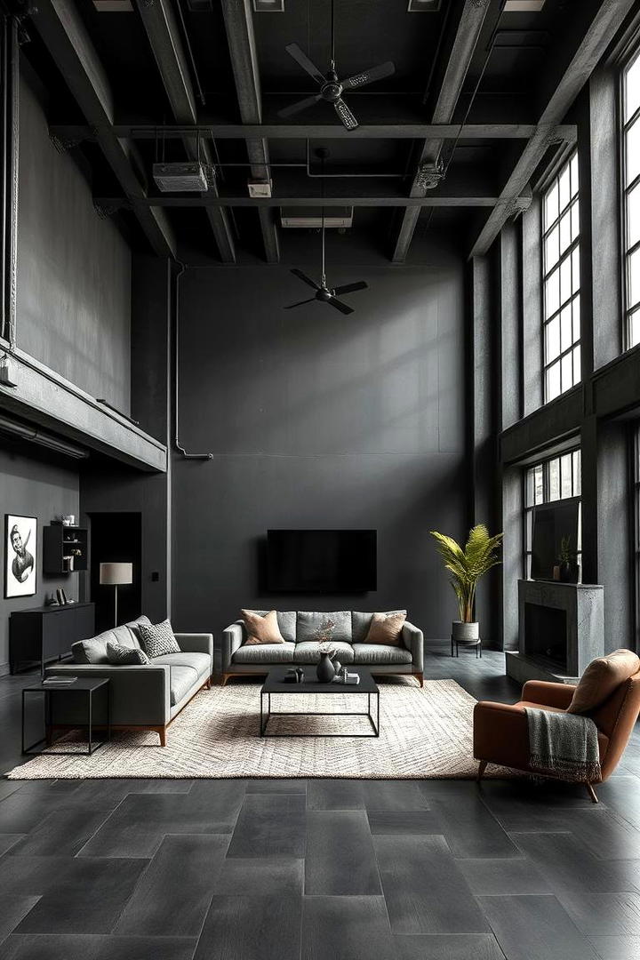 Urban Loft Vibe - 30 Contrasting Living Rooms With Dark Grey Walls