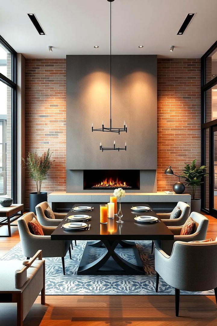 Urban Modern Edge - 30 Dining Room With Fireplace