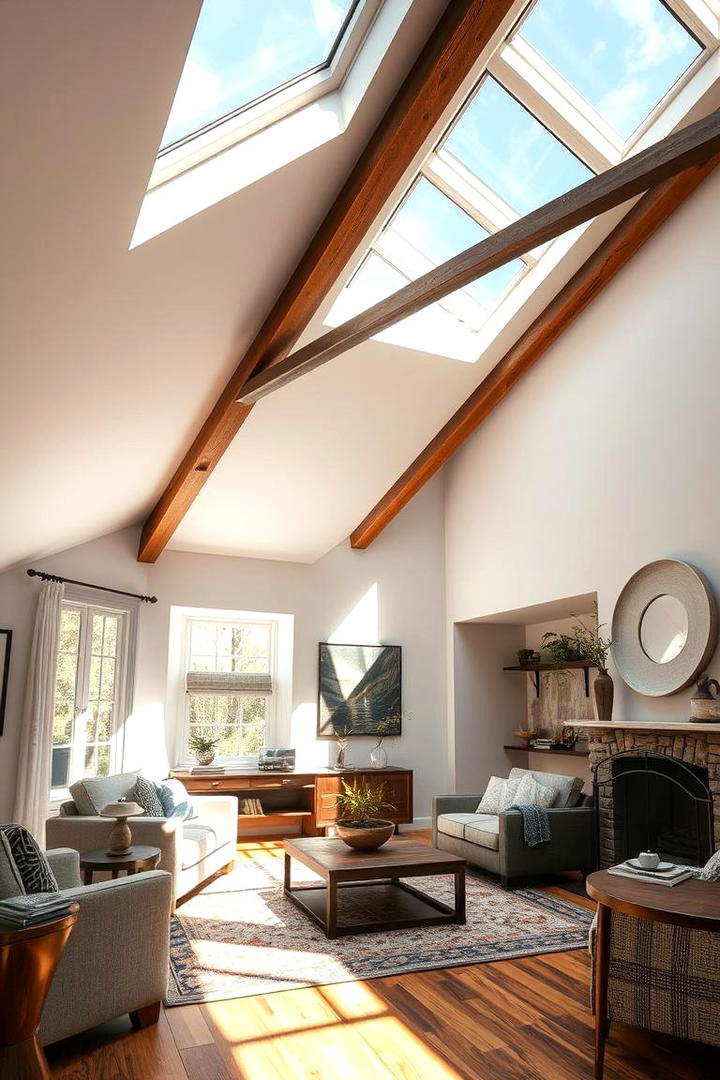 Vaulted Ceilings with Skylights - 30 Rustic Ceiling Ideas