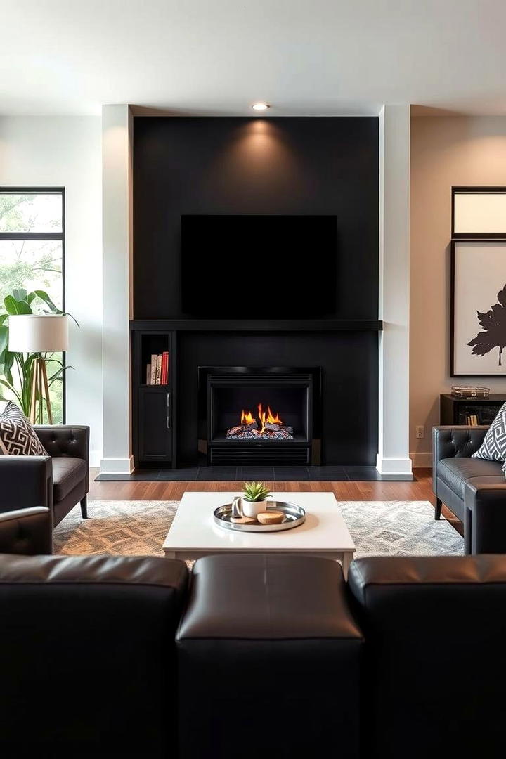 Versatile Dual Fuel Design - 30 Black Fireplace Ideas