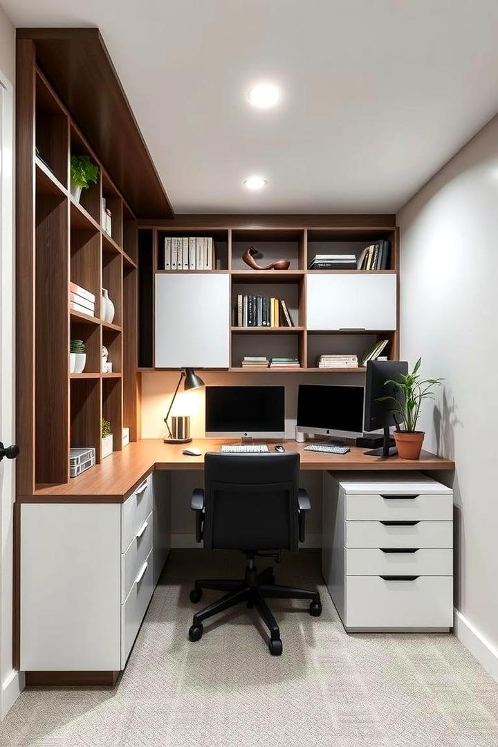 Versatile Dual Purpose Office - 30 basement office ideas