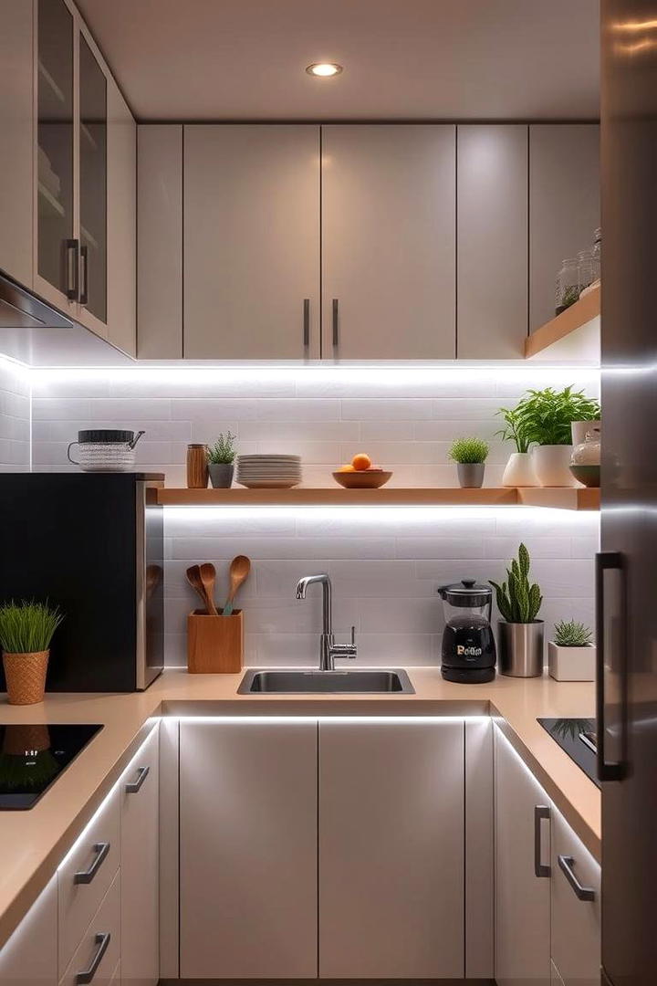 Versatile LED Strip Accents - 30 Small Kitchen Lighting Ideas