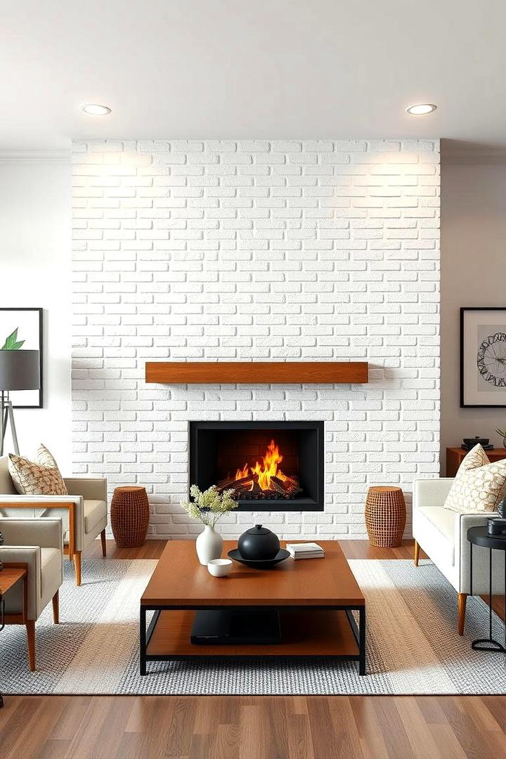 Versatile White Brick Centerpiece - 30 White Brick Fireplace Ideas