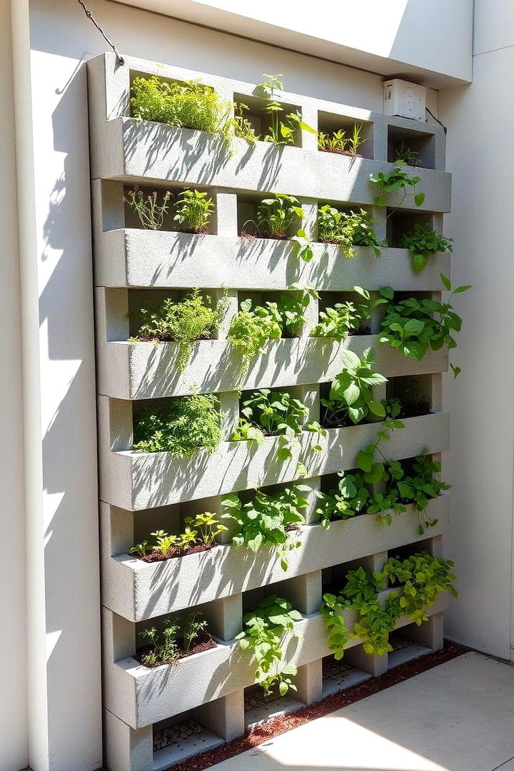 Vertical Herb Garden Wall - 30 Cinder Block Garden Ideas