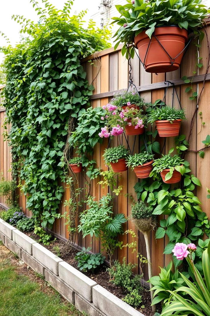 Vertical Planting Style - 30 Simple Fence Line Landscaping Ideas