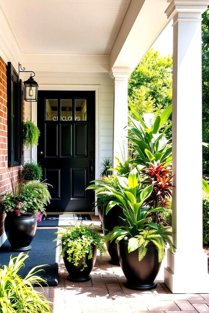 Vibrant Black and Green Plant Mix - 30 Black Porch Ideas