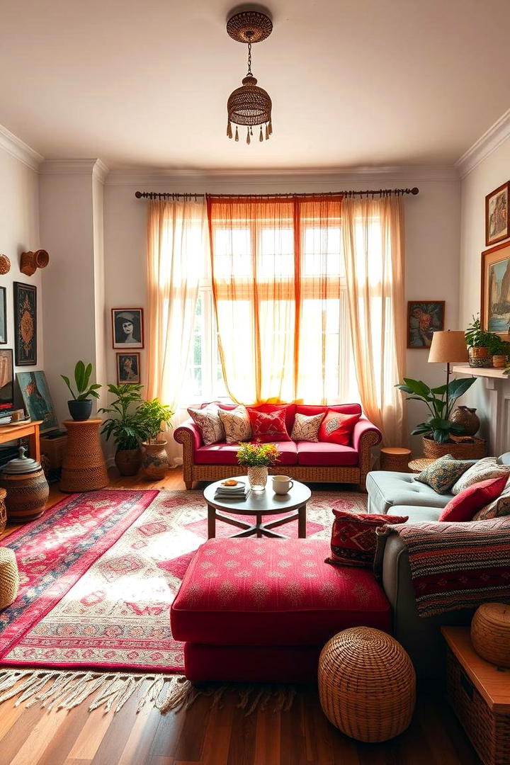 Vibrant Bohemian Charm - 30 Colorful Living Room Ideas