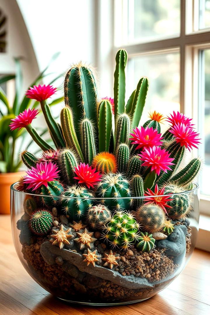 Vibrant Cacti Terrarium - 30 Terrarium Ideas