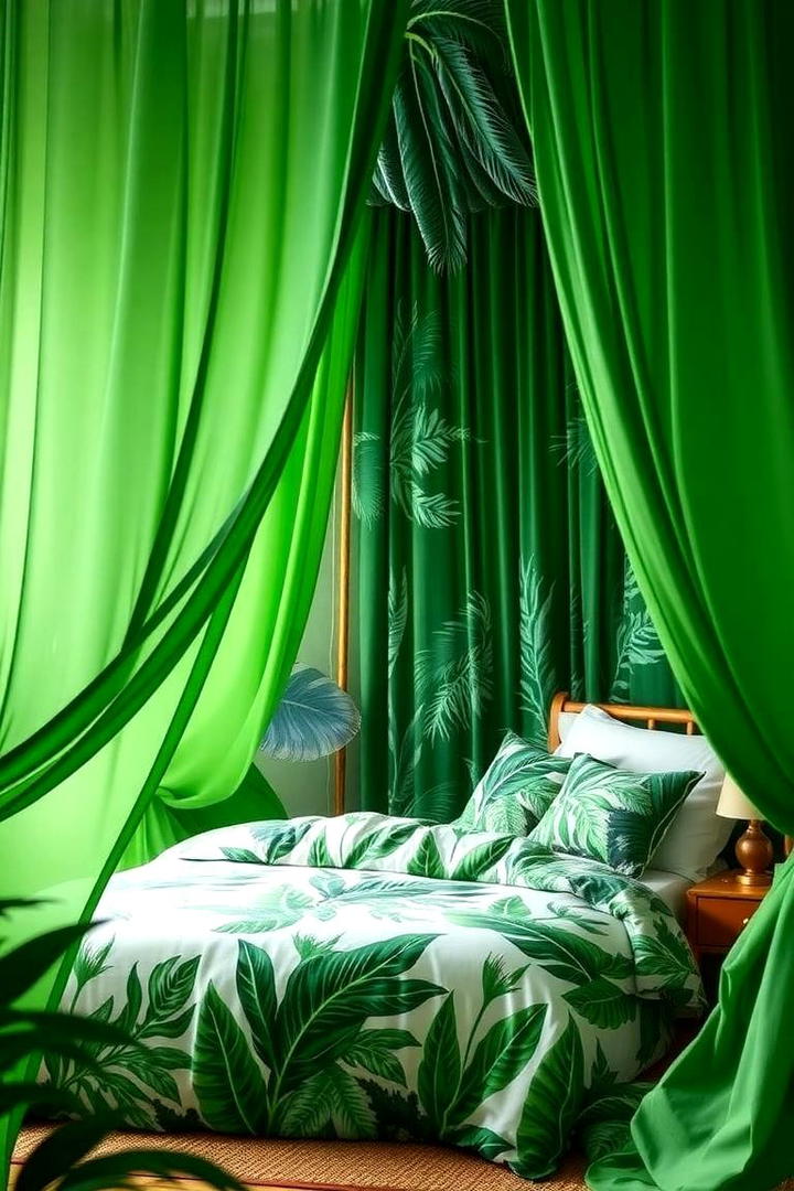 Vibrant Canopy Curtains - 30 Jungle-themed Bedroom Ideas