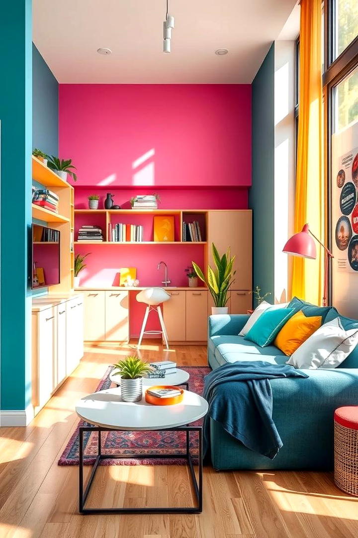 Vibrant Color Schemes - 30 Studio Apartment Ideas