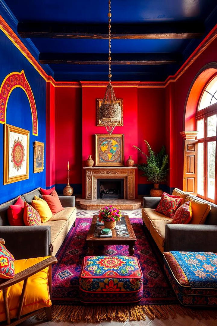 Vibrant Color Schemes - 30 Moroccan Living Room Ideas