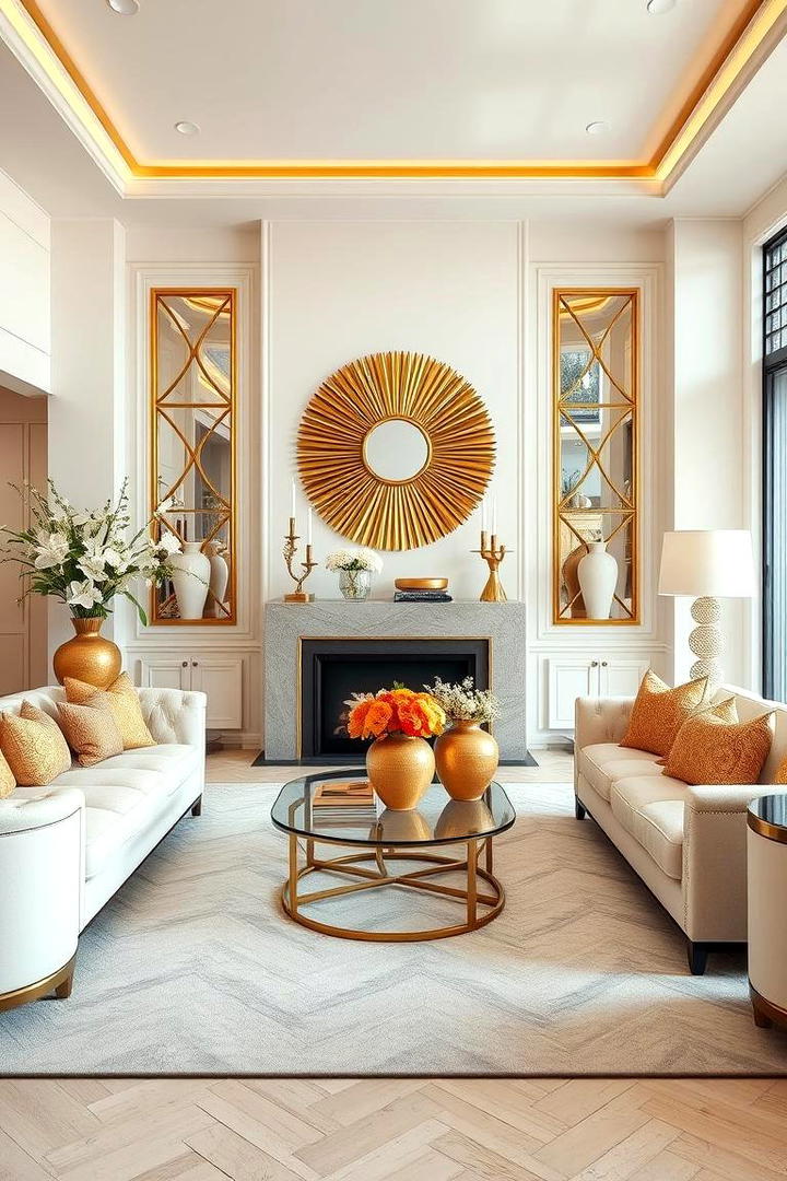 Vibrant Cream and Gold Decorative Accents - 30 Cream and Gold Living Room Ideas