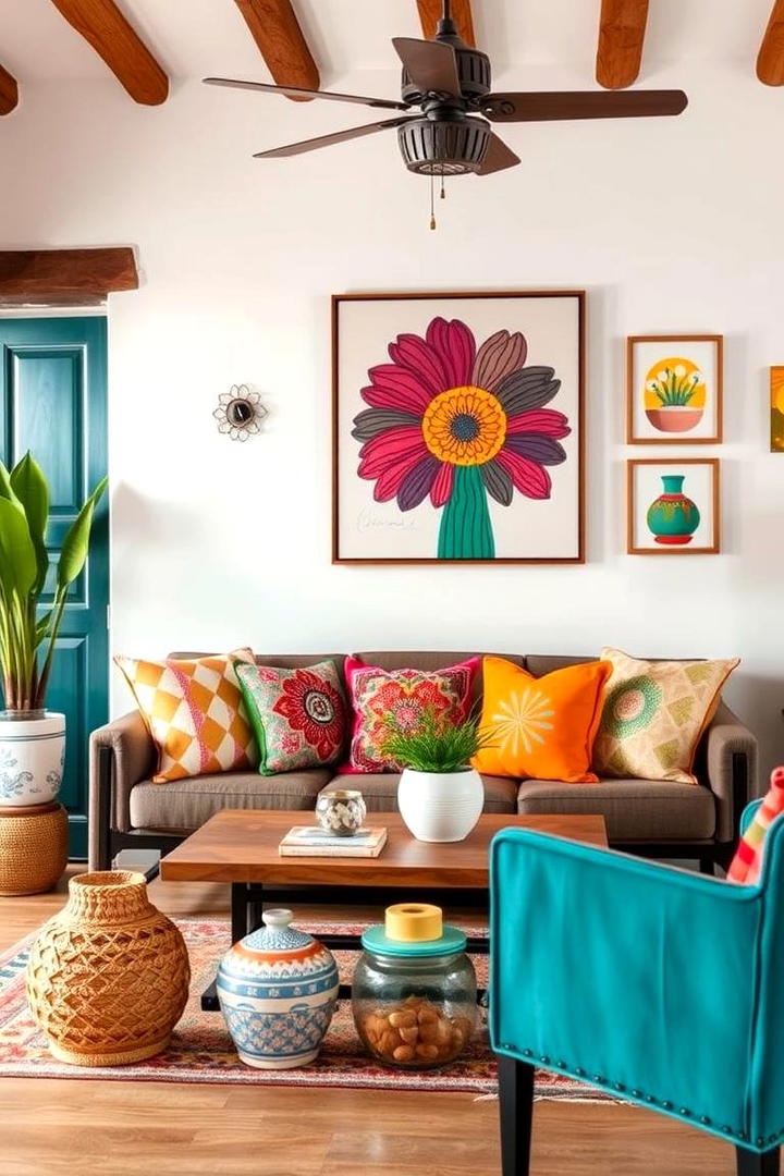 Vibrant Decorative Accessories - 30 Mediterranean Living Room Ideas