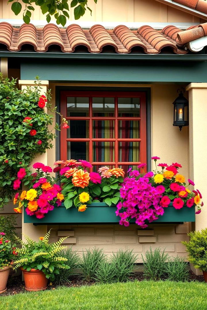 Vibrant Flower Boxes - 30 spanish bungalow exterior ideas