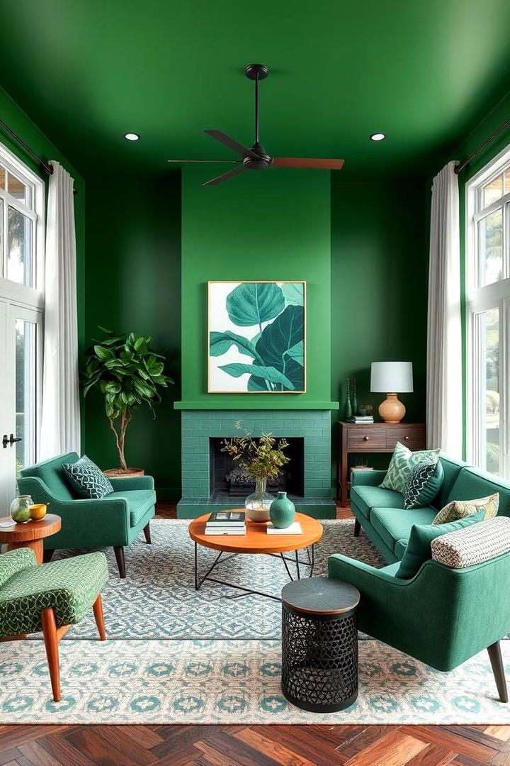 Vibrant Forest Hues - 30 Forest Green Living Room Ideas